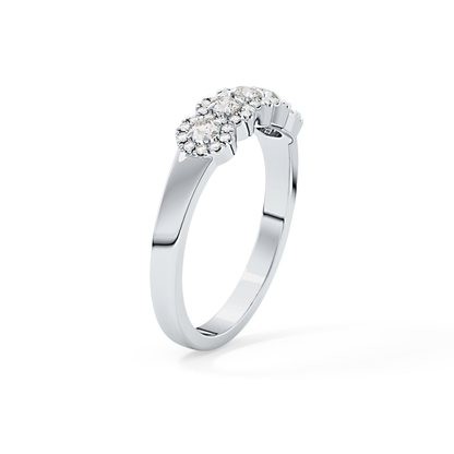 Five Stones and Halo Wedding Band with 0.53 TCW Round Cut Moissanite – Yellow, White, or Rose Gold