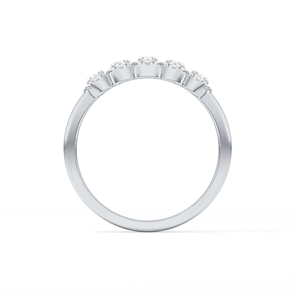 Five Stones and Halo Wedding Band with 0.53 TCW Round Cut Moissanite – Yellow, White, or Rose Gold