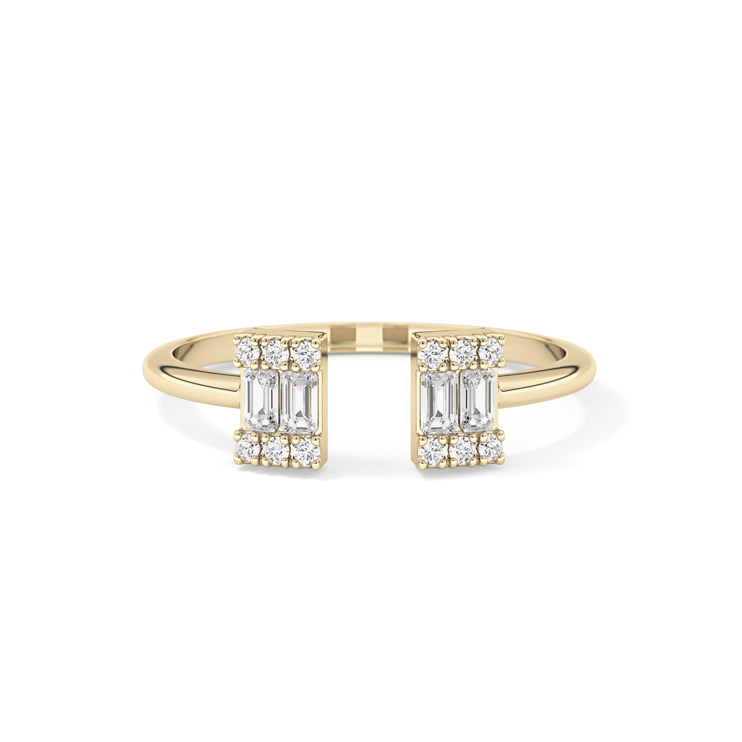Wedding Band with 0.34 TCW Round and Emerald Cut Moissanite – Yellow, White, or Rose Gold