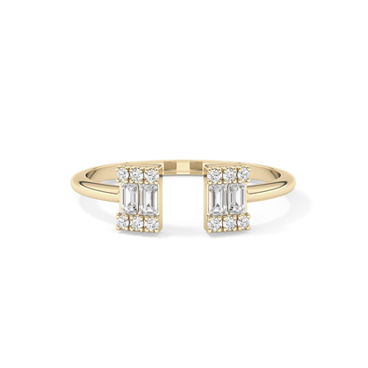 Wedding Band with 0.34 TCW Round and Emerald Cut Moissanite – Yellow, White, or Rose Gold