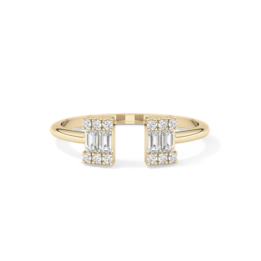 Wedding Band with 0.34 TCW Round and Emerald Cut Moissanite – Yellow, White, or Rose Gold