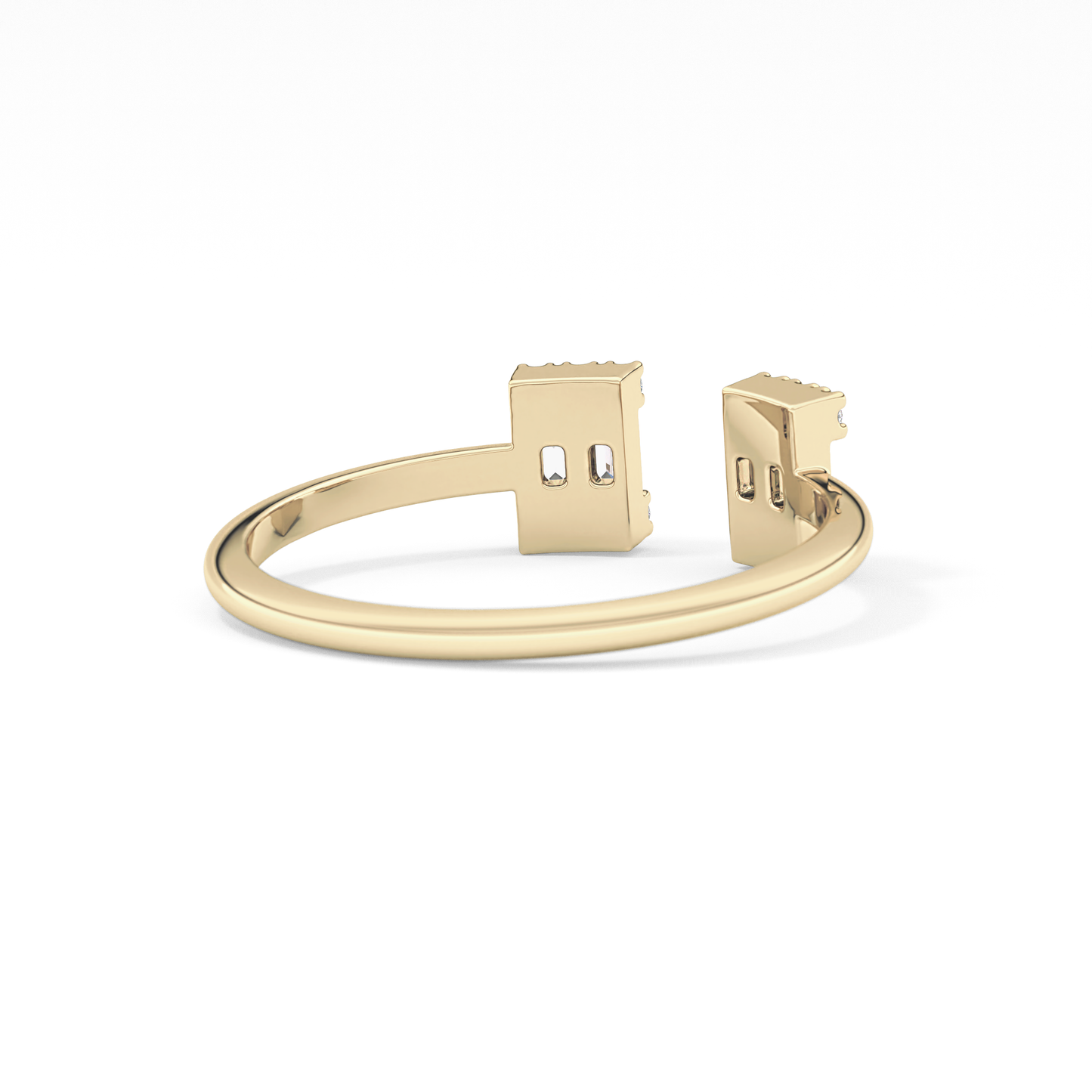 Wedding Band with 0.34 TCW Round and Emerald Cut Moissanite – Yellow, White, or Rose Gold