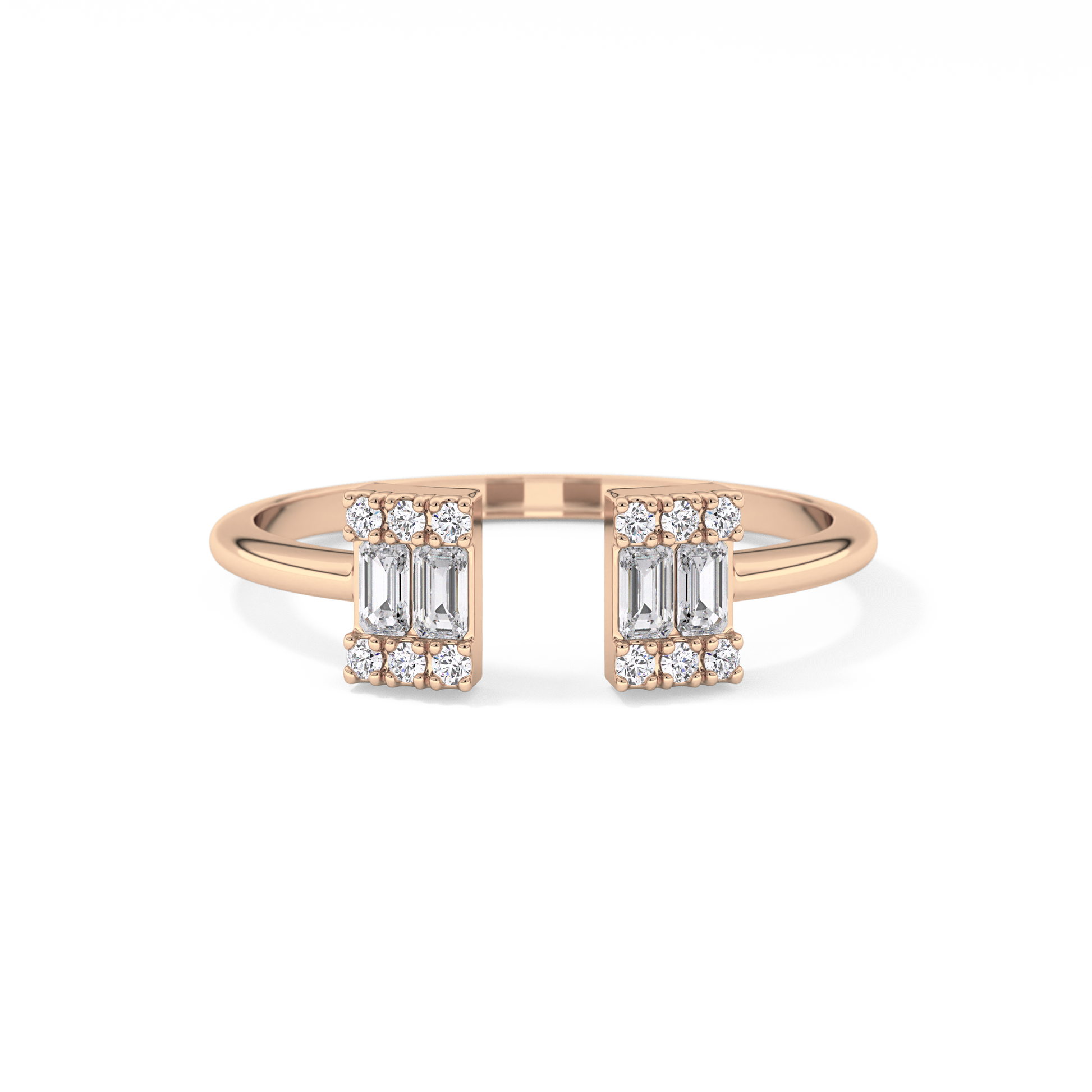 Wedding Band with 0.34 TCW Round and Emerald Cut Moissanite – Yellow, White, or Rose Gold
