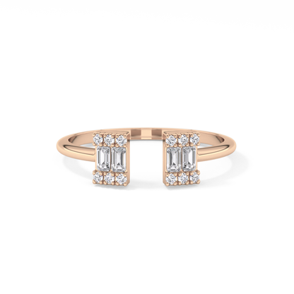 Wedding Band with 0.34 TCW Round and Emerald Cut Moissanite – Yellow, White, or Rose Gold