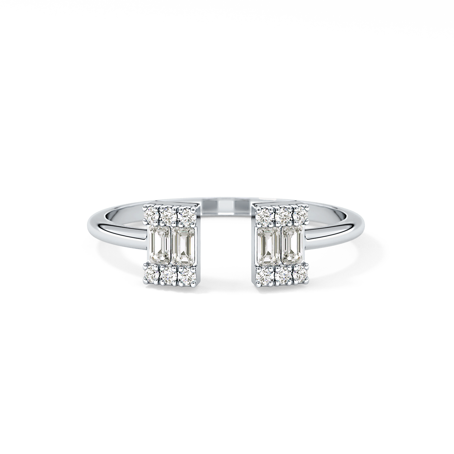 Wedding Band with 0.34 TCW Round and Emerald Cut Moissanite – Yellow, White, or Rose Gold