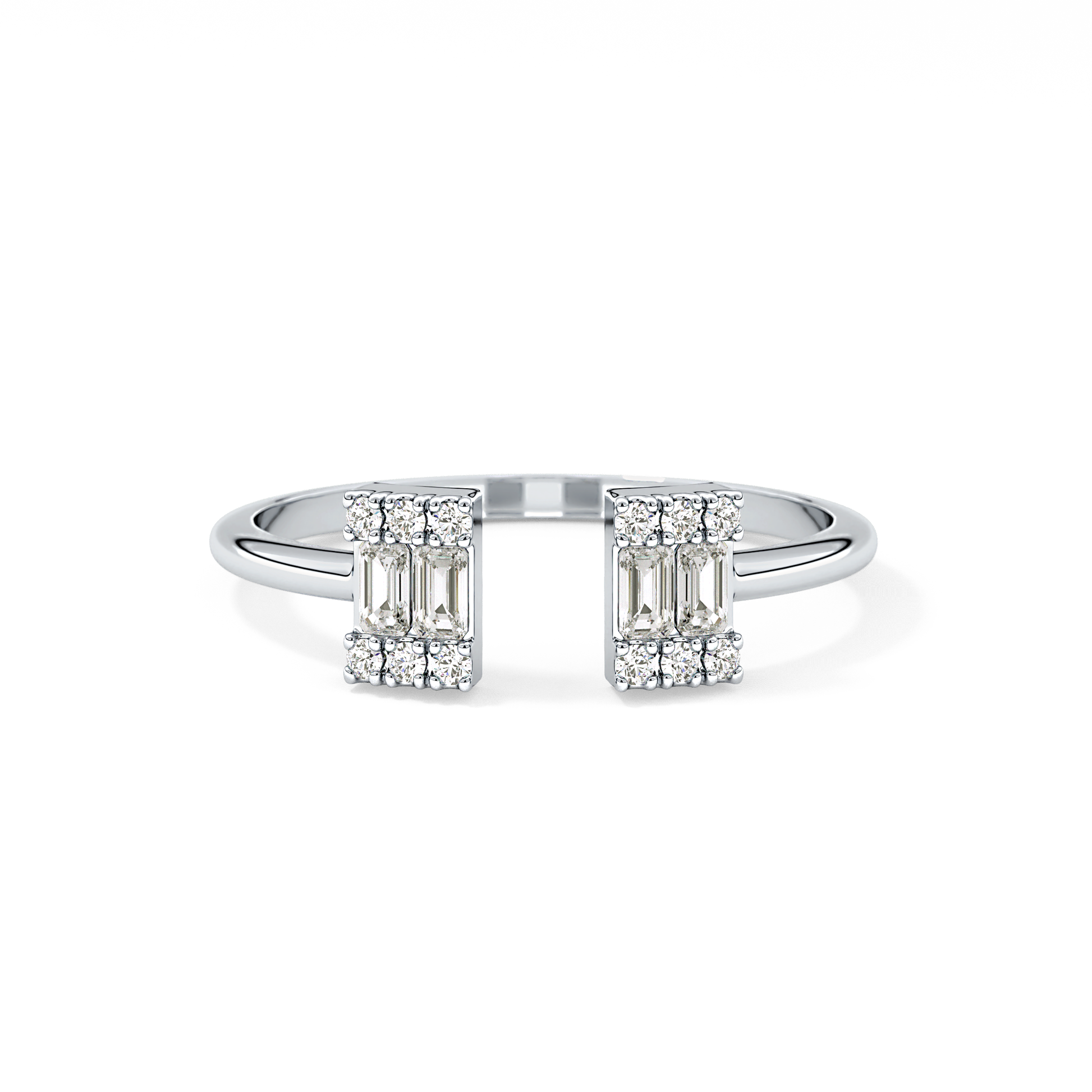 Wedding Band with 0.34 TCW Round and Emerald Cut Moissanite – Yellow, White, or Rose Gold