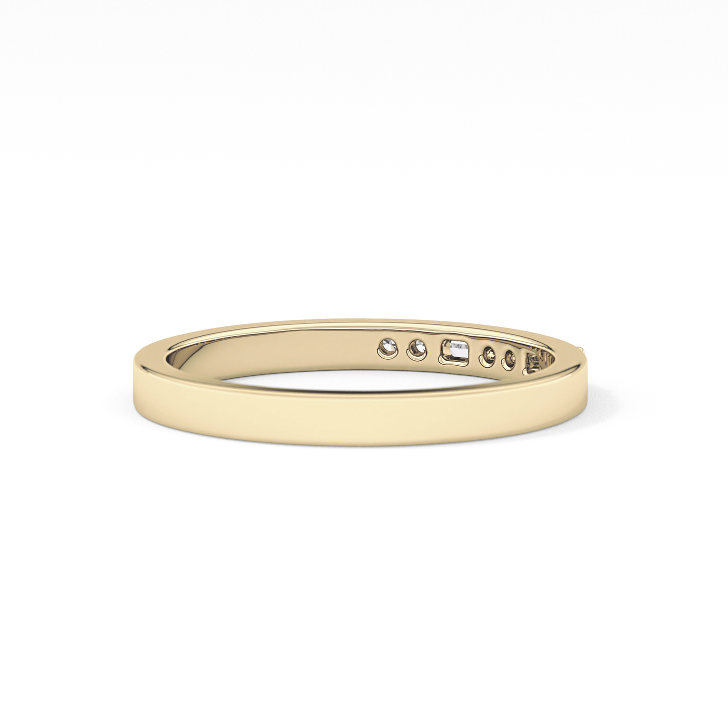 Alternate Setting Wedding Band with 0.31 TCW Round and Baguette Cut Moissanite – Yellow, White, or Rose Gold