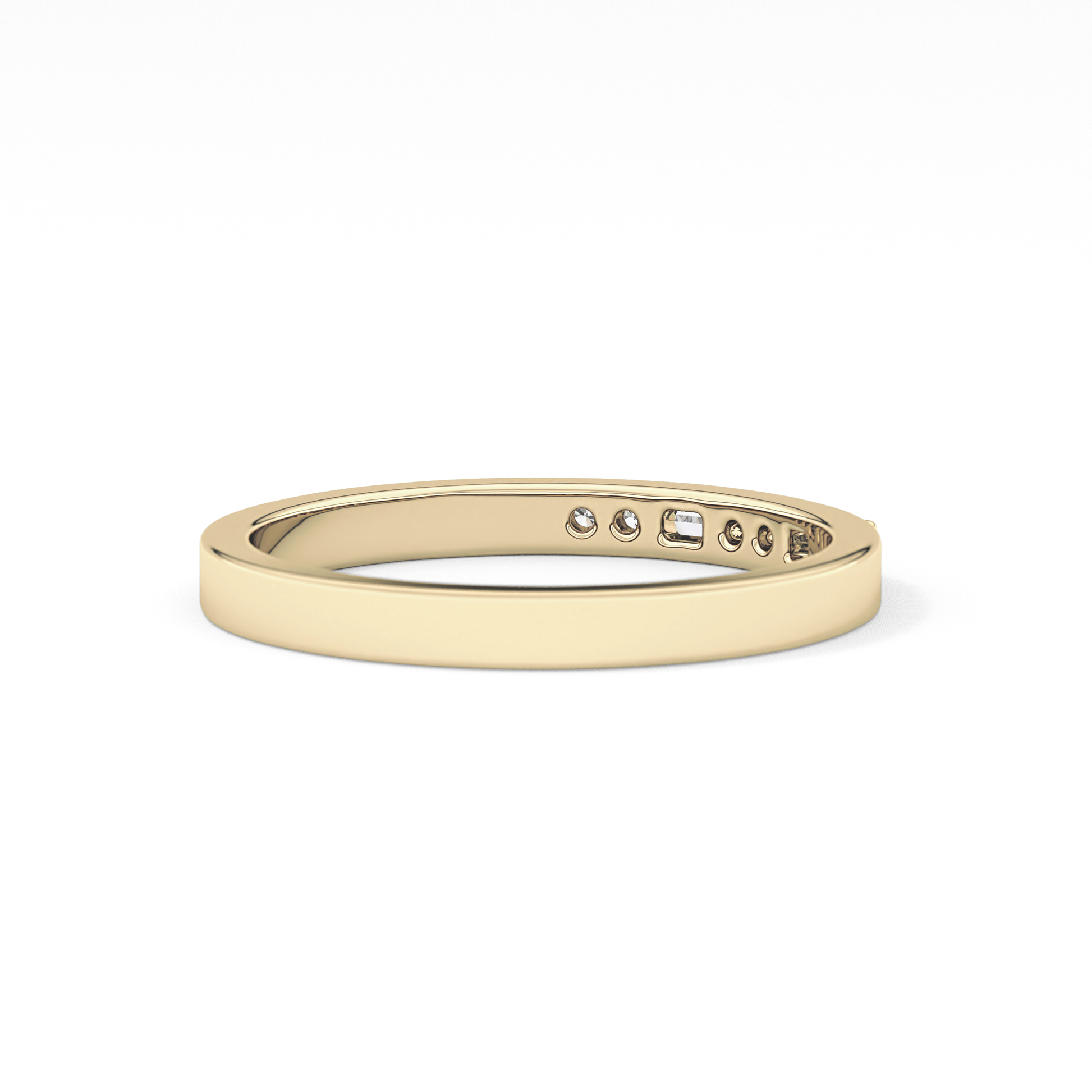Alternate Setting Wedding Band with 0.31 TCW Round and Baguette Cut Moissanite – Yellow, White, or Rose Gold