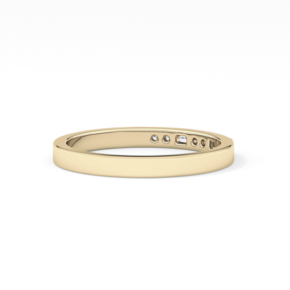 Alternate Setting Wedding Band with 0.31 TCW Round and Baguette Cut Moissanite – Yellow, White, or Rose Gold