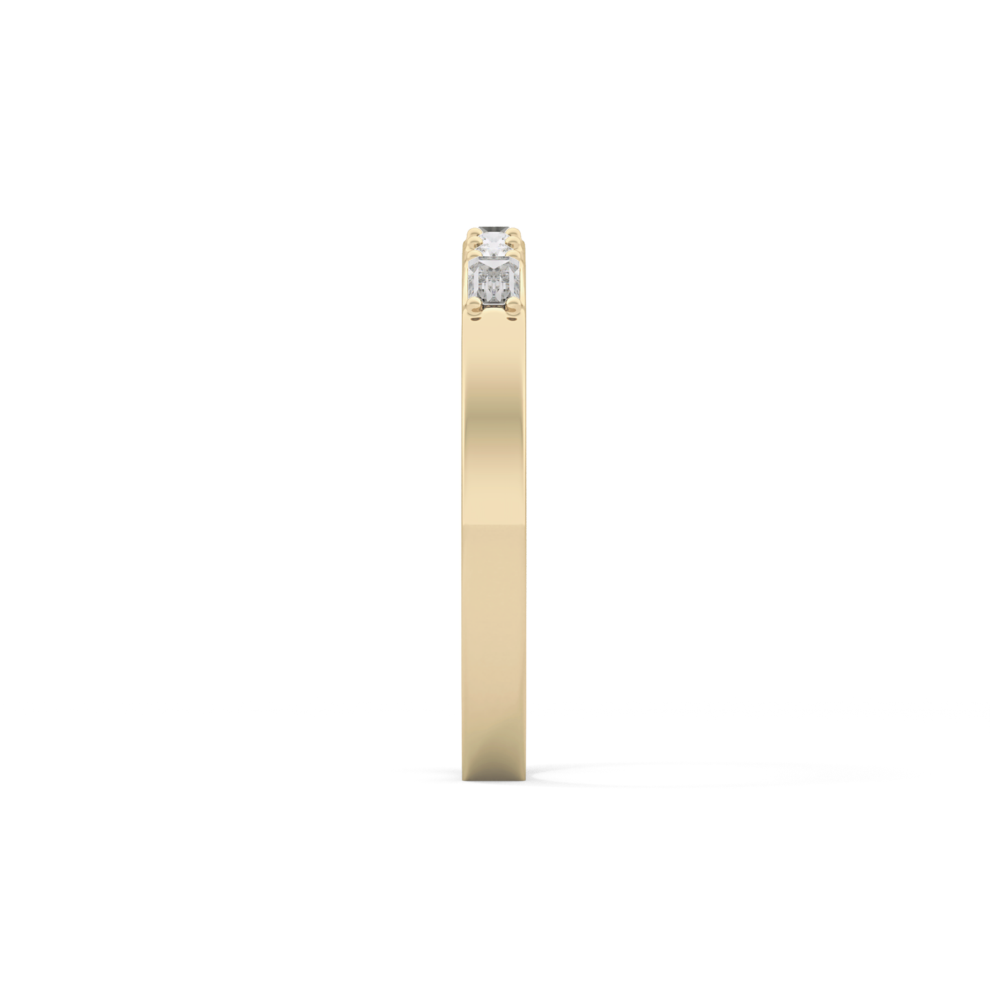Alternate Setting Wedding Band with 0.31 TCW Round and Baguette Cut Moissanite – Yellow, White, or Rose Gold