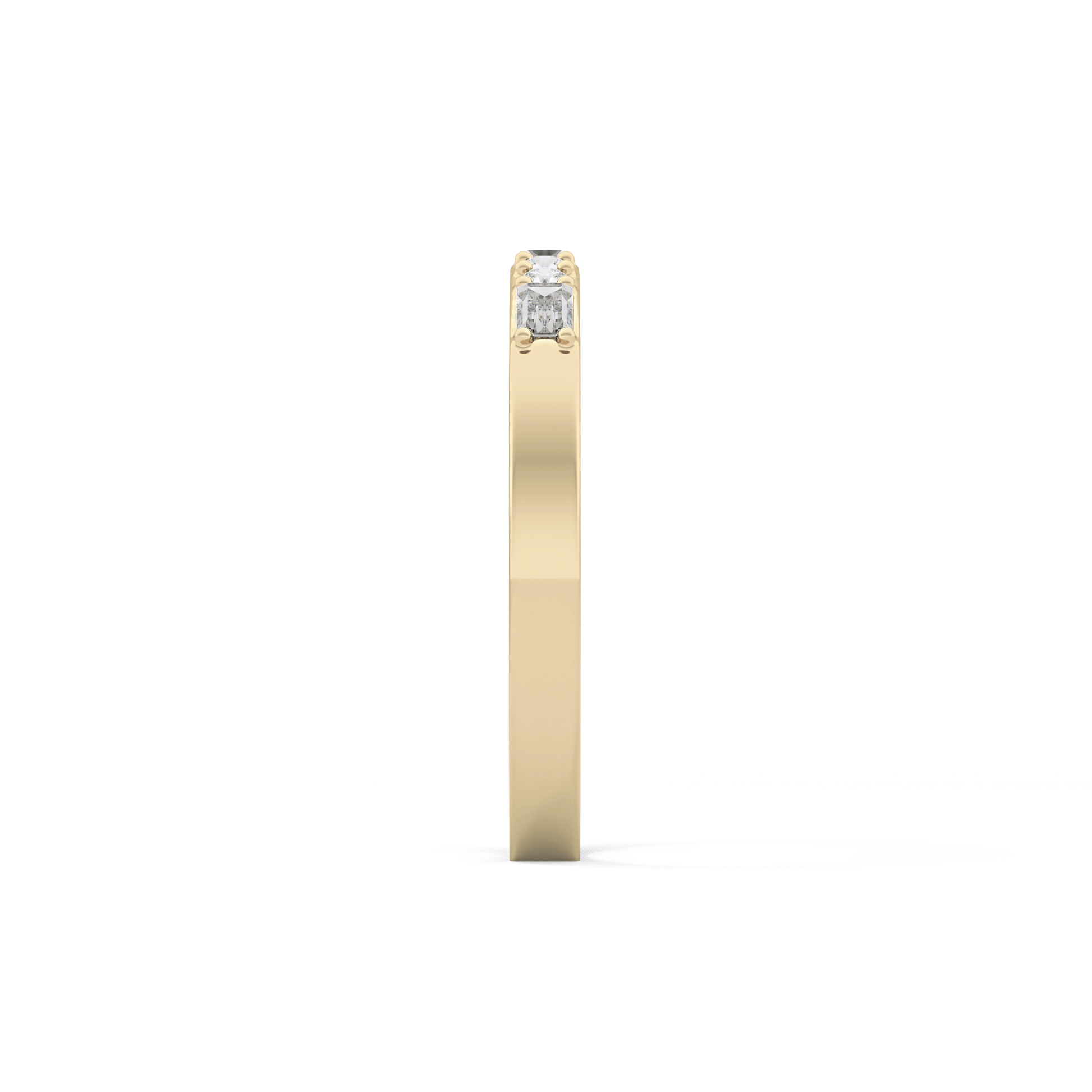 Alternate Setting Wedding Band with 0.31 TCW Round and Baguette Cut Moissanite – Yellow, White, or Rose Gold