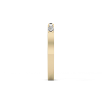 Alternate Setting Wedding Band with 0.31 TCW Round and Baguette Cut Moissanite – Yellow, White, or Rose Gold