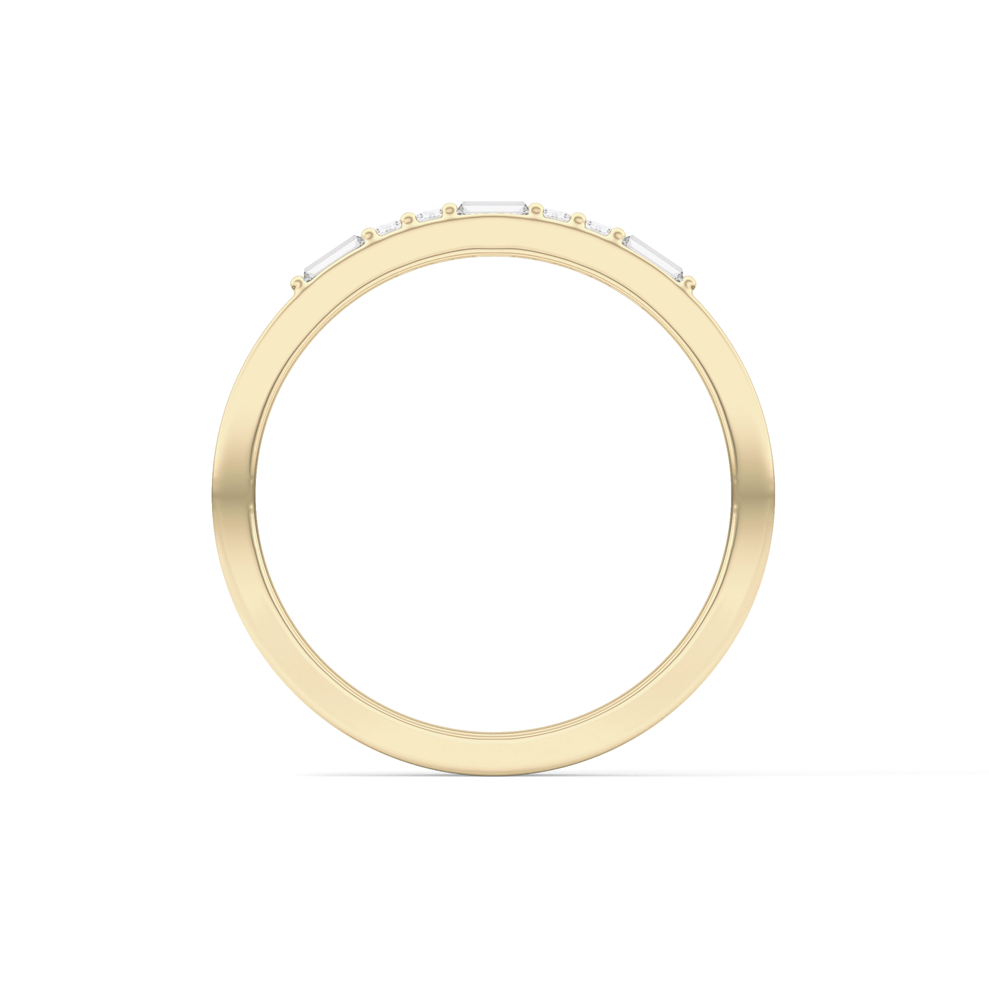 Alternate Setting Wedding Band with 0.31 TCW Round and Baguette Cut Moissanite – Yellow, White, or Rose Gold