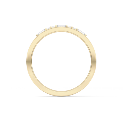 Alternate Setting Wedding Band with 0.31 TCW Round and Baguette Cut Moissanite – Yellow, White, or Rose Gold