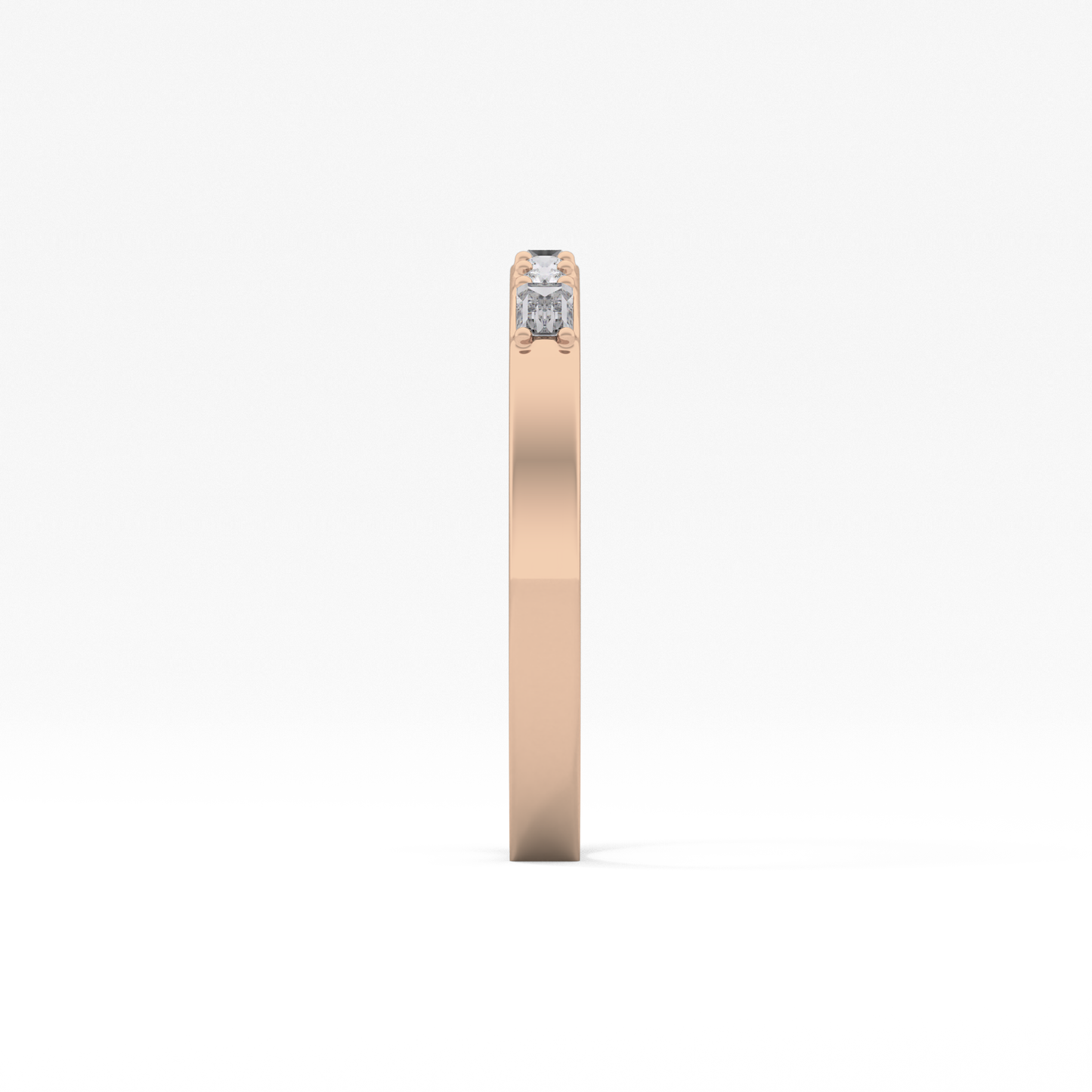 Alternate Setting Wedding Band with 0.31 TCW Round and Baguette Cut Moissanite – Yellow, White, or Rose Gold