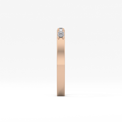 Alternate Setting Wedding Band with 0.31 TCW Round and Baguette Cut Moissanite – Yellow, White, or Rose Gold