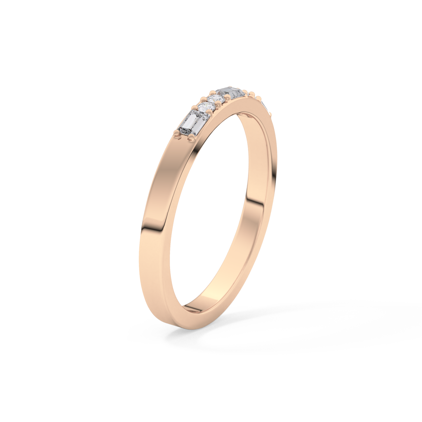 Half Eternity Wedding Band with 0.6 TCW Round Cut Moissanite – Yellow, White, or Rose Gold 9