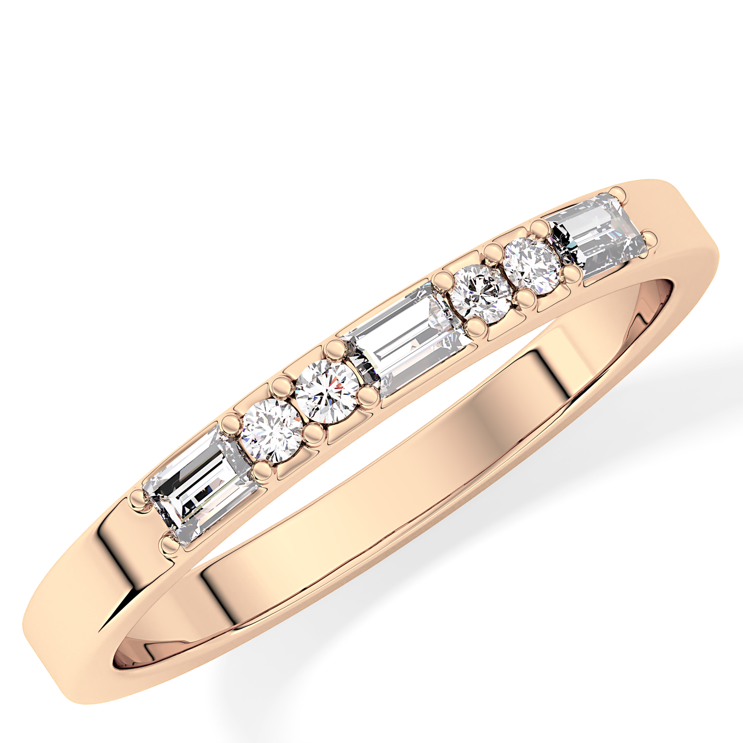Half Eternity Wedding Band with 0.6 TCW Round Cut Moissanite – Yellow, White, or Rose Gold 12