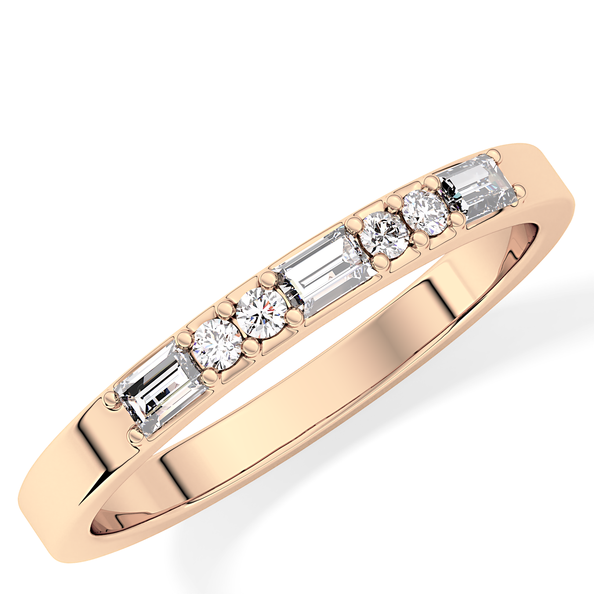 Half Eternity Wedding Band with 0.6 TCW Round Cut Moissanite – Yellow, White, or Rose Gold 12