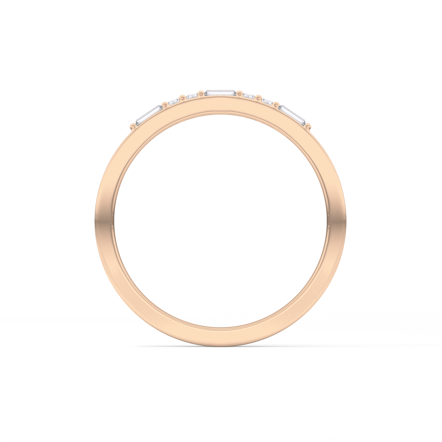 Alternate Setting Wedding Band with 0.31 TCW Round and Baguette Cut Moissanite – Yellow, White, or Rose Gold