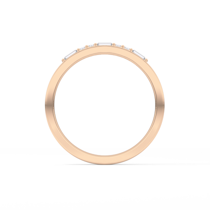 Alternate Setting Wedding Band with 0.31 TCW Round and Baguette Cut Moissanite – Yellow, White, or Rose Gold