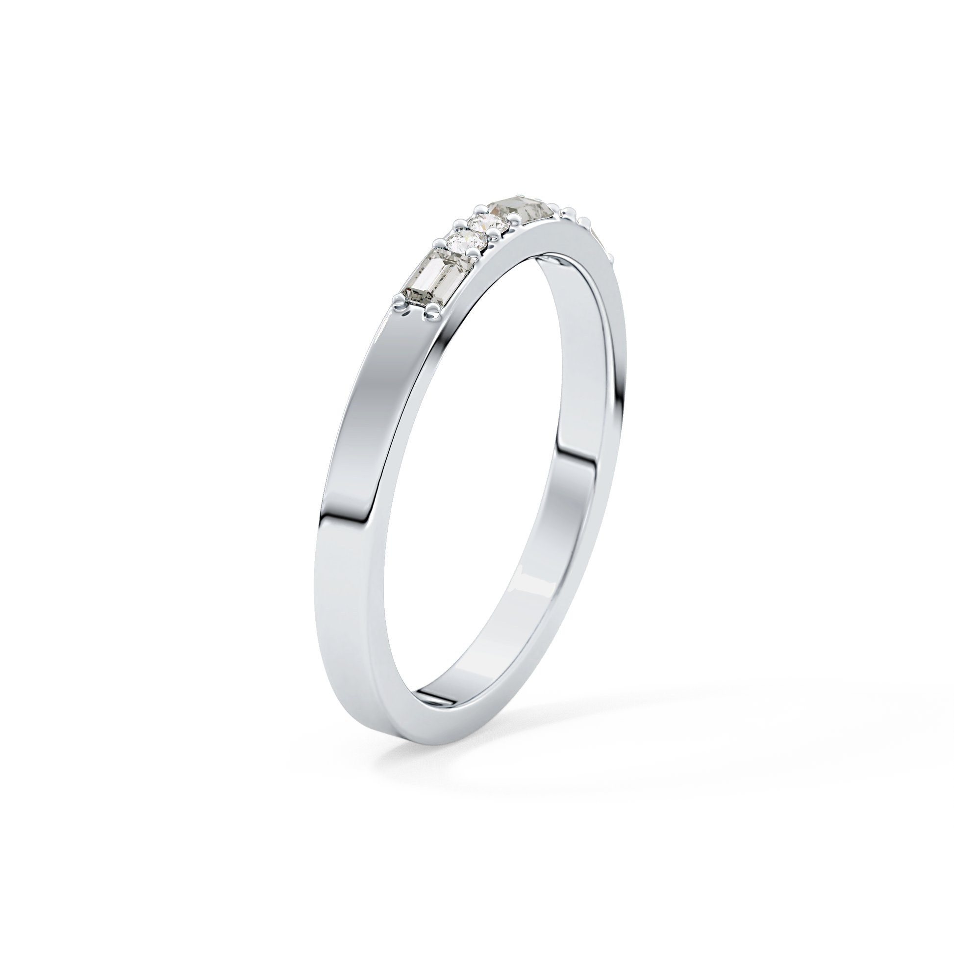 Half Eternity Wedding Band with 0.6 TCW Round Cut Moissanite – Yellow, White, or Rose Gold 7
