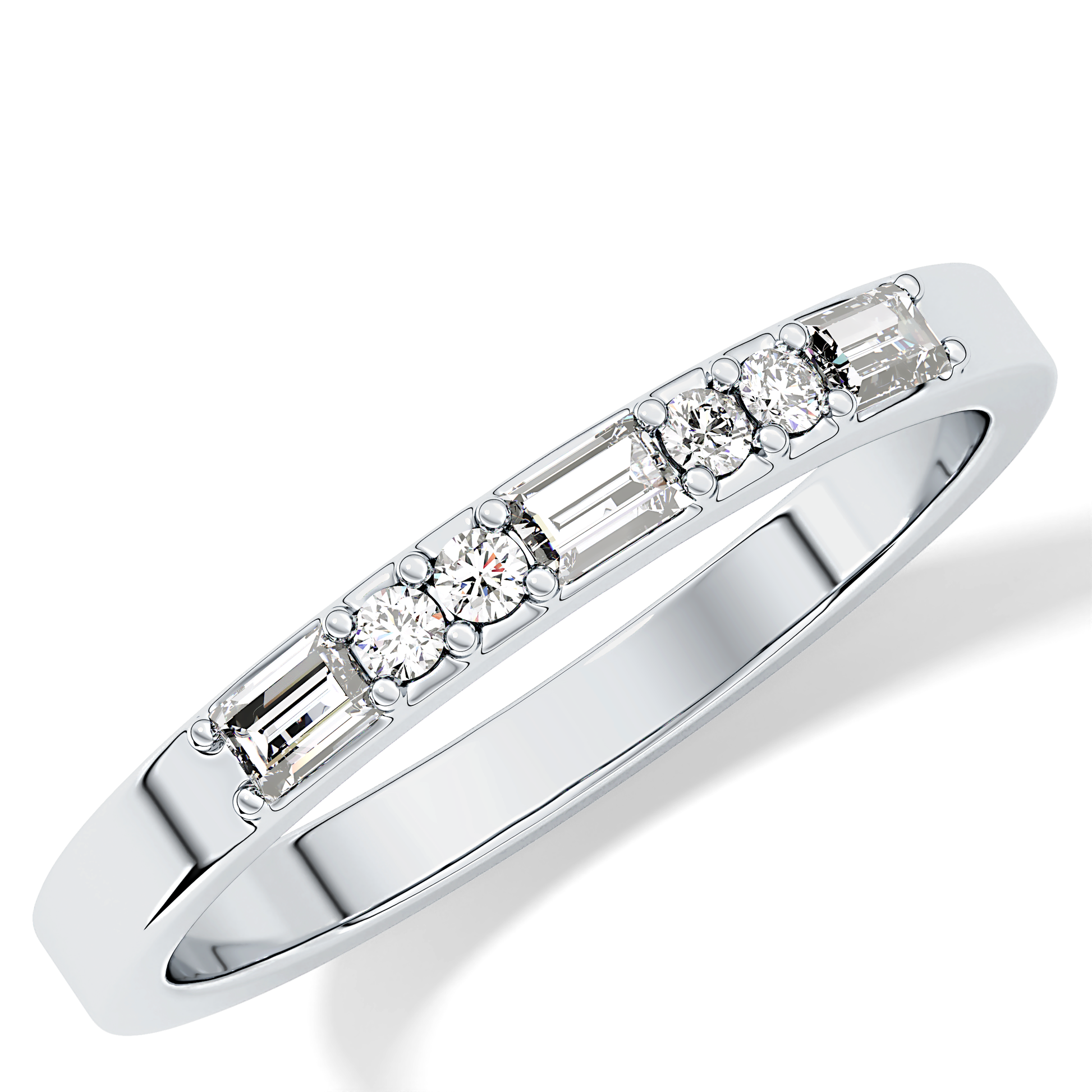 Half Eternity Wedding Band with 0.6 TCW Round Cut Moissanite – Yellow, White, or Rose Gold 4