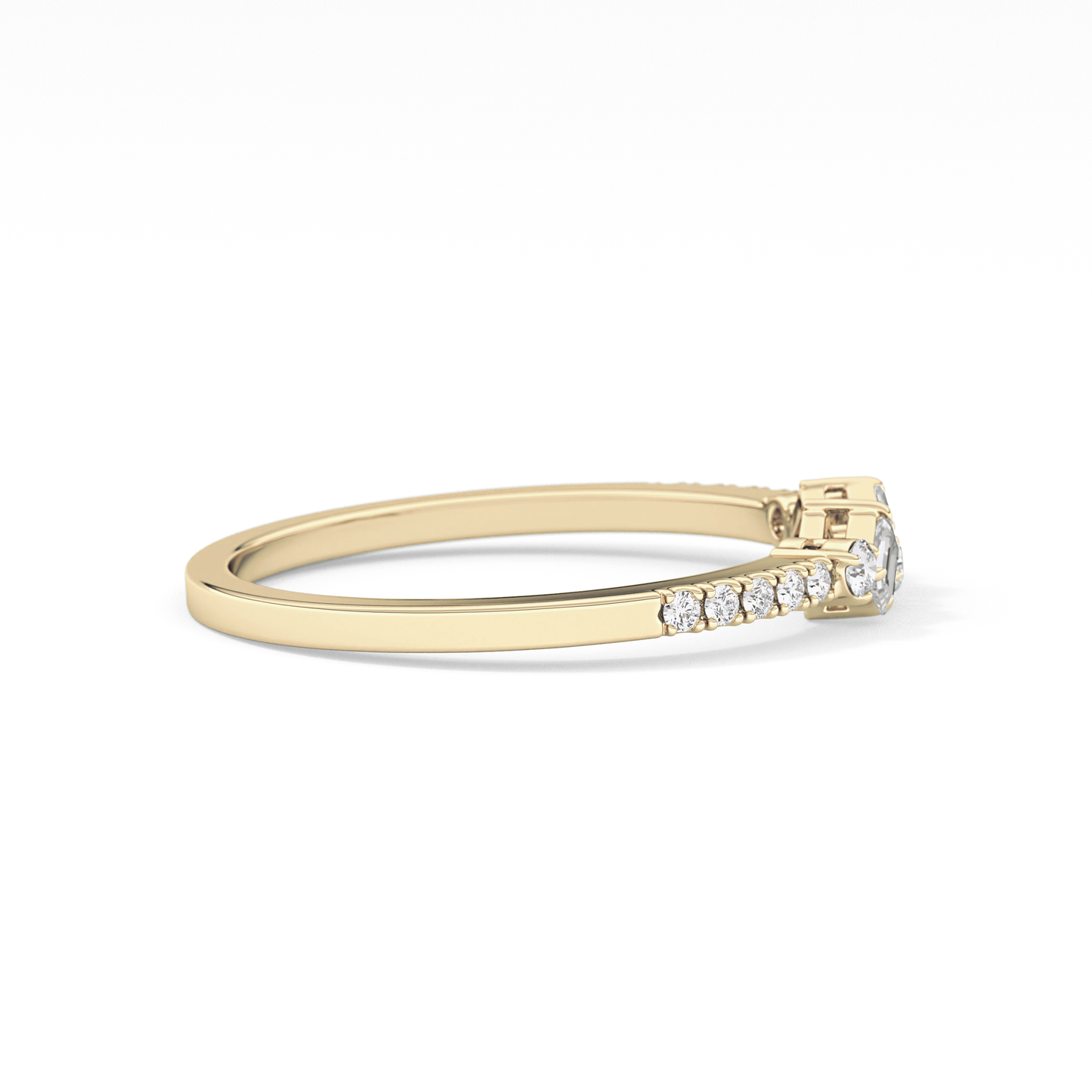 Multi Stones Wedding Band with 0.3 TCW Round and Emerald Cut Moissanite – Yellow, White, or Rose Gold