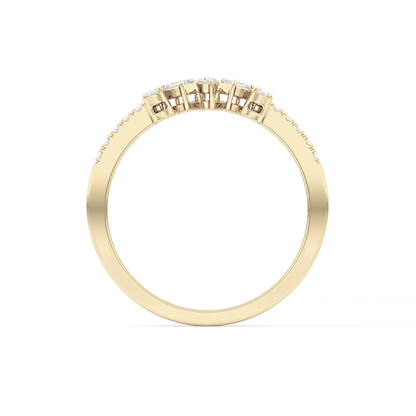 Multi Stones Wedding Band with 0.3 TCW Round and Emerald Cut Moissanite – Yellow, White, or Rose Gold