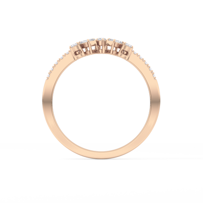 Multi Stones Wedding Band with 0.3 TCW Round and Emerald Cut Moissanite – Yellow, White, or Rose Gold