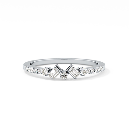 Multi Stones Wedding Band with 0.3 TCW Round and Emerald Cut Moissanite – Yellow, White, or Rose Gold