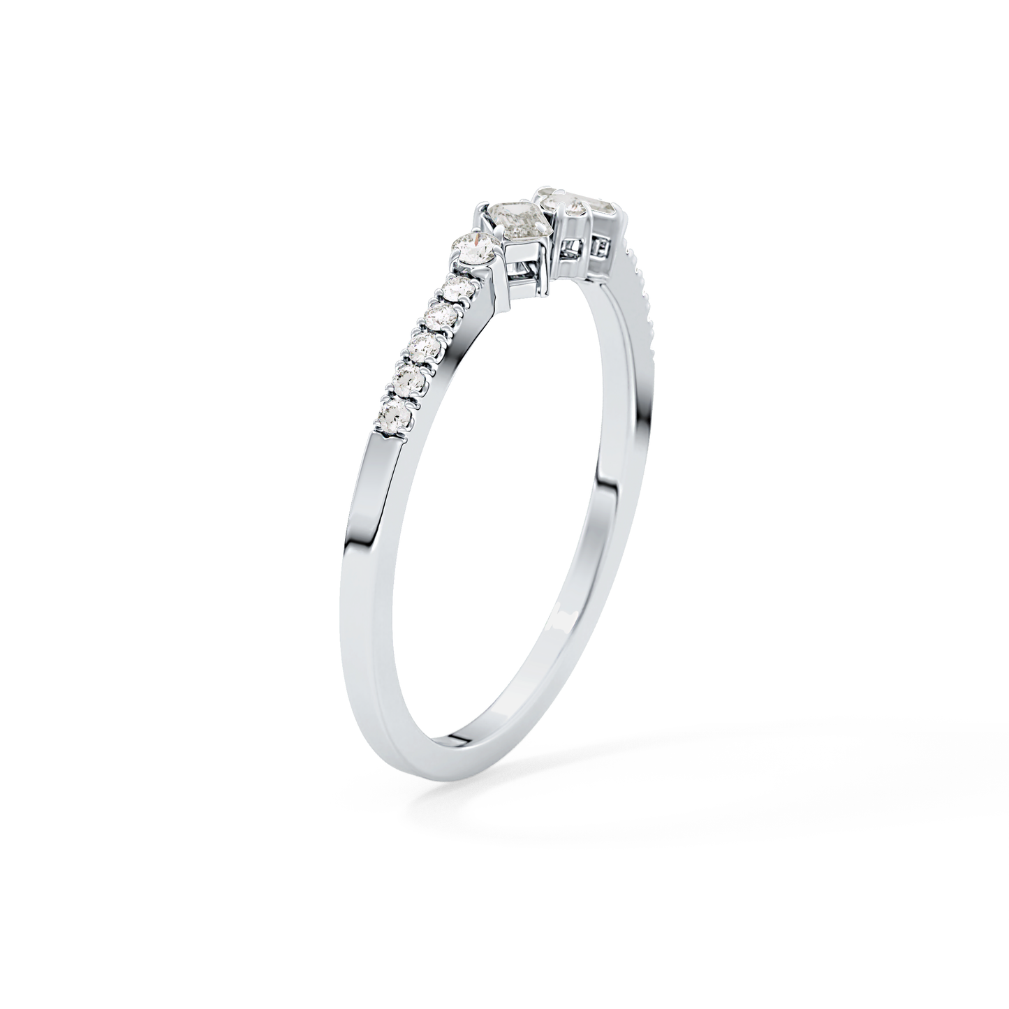 Multi Stones Wedding Band with 0.3 TCW Round and Emerald Cut Moissanite – Yellow, White, or Rose Gold