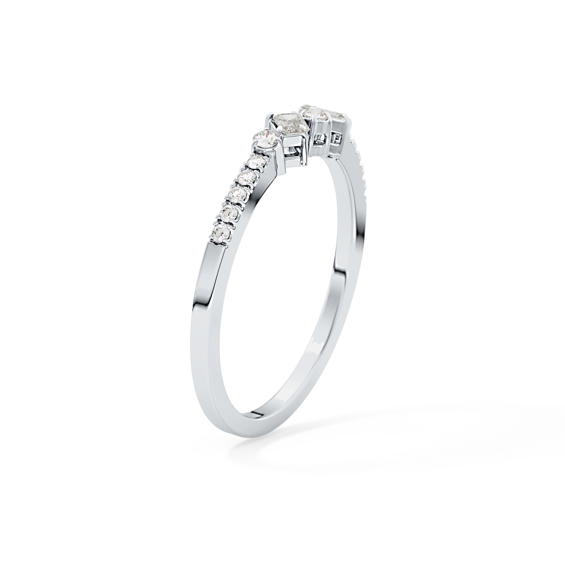 Multi Stones Wedding Band with 0.3 TCW Round and Emerald Cut Moissanite – Yellow, White, or Rose Gold