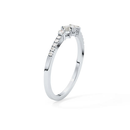 Multi Stones Wedding Band with 0.3 TCW Round and Emerald Cut Moissanite – Yellow, White, or Rose Gold