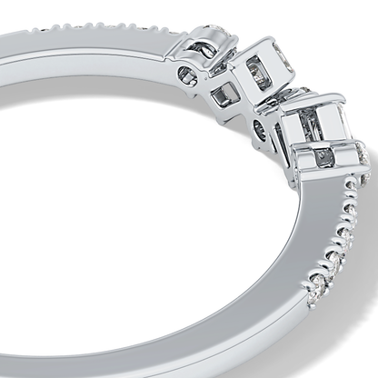 Multi Stones Wedding Band with 0.3 TCW Round and Emerald Cut Moissanite – Yellow, White, or Rose Gold
