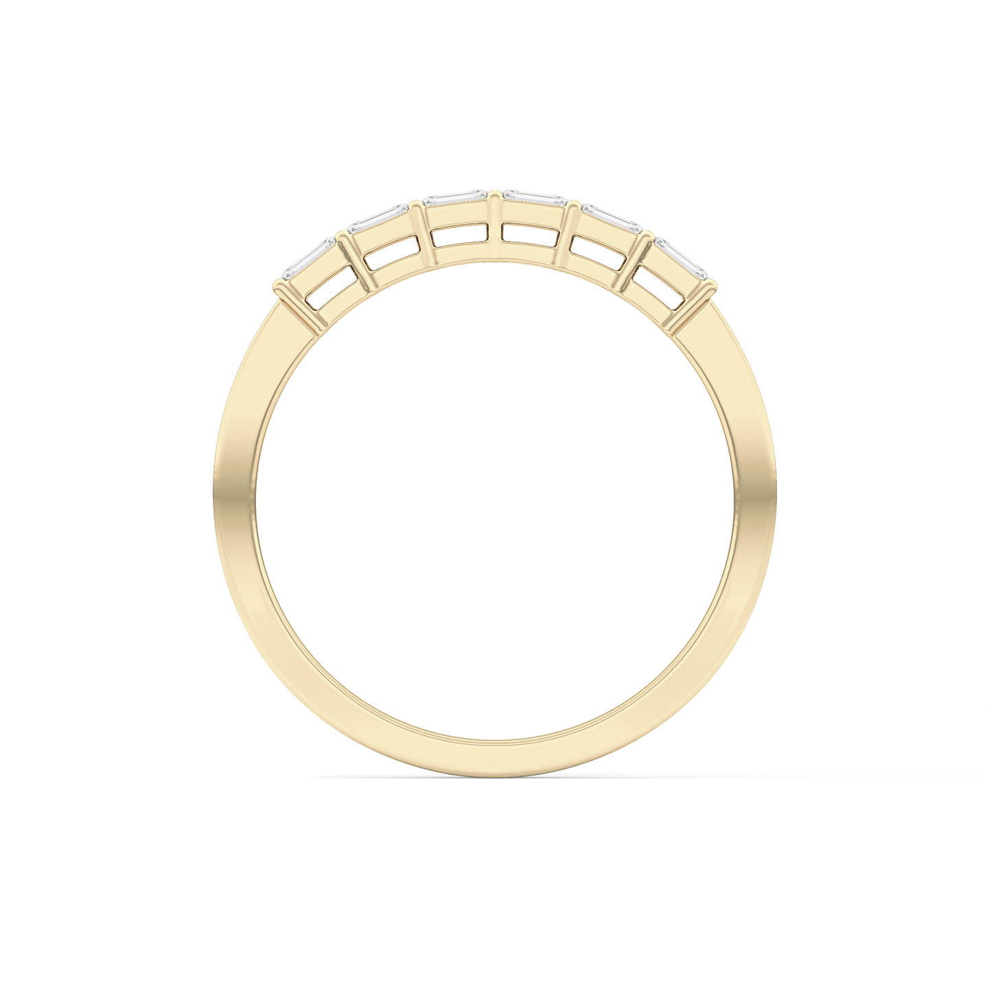 Semi Pave Wedding Band with 0.42 TCW Emerald Cut Moissanite – Yellow, White, or Rose Gold