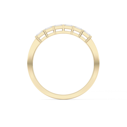 Semi Pave Wedding Band with 0.42 TCW Emerald Cut Moissanite – Yellow, White, or Rose Gold