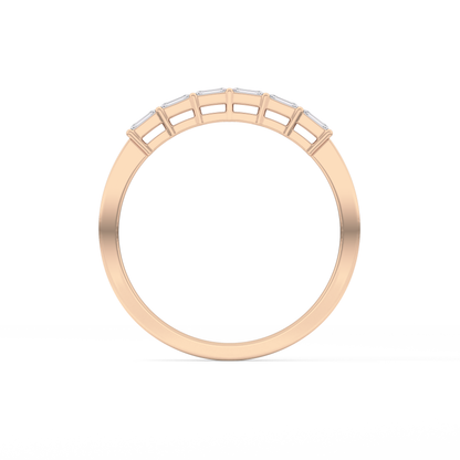 Semi Pave Wedding Band with 0.42 TCW Emerald Cut Moissanite – Yellow, White, or Rose Gold