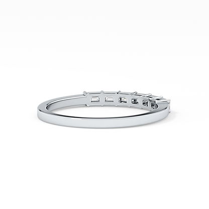Semi Pave Wedding Band with 0.42 TCW Emerald Cut Moissanite – Yellow, White, or Rose Gold