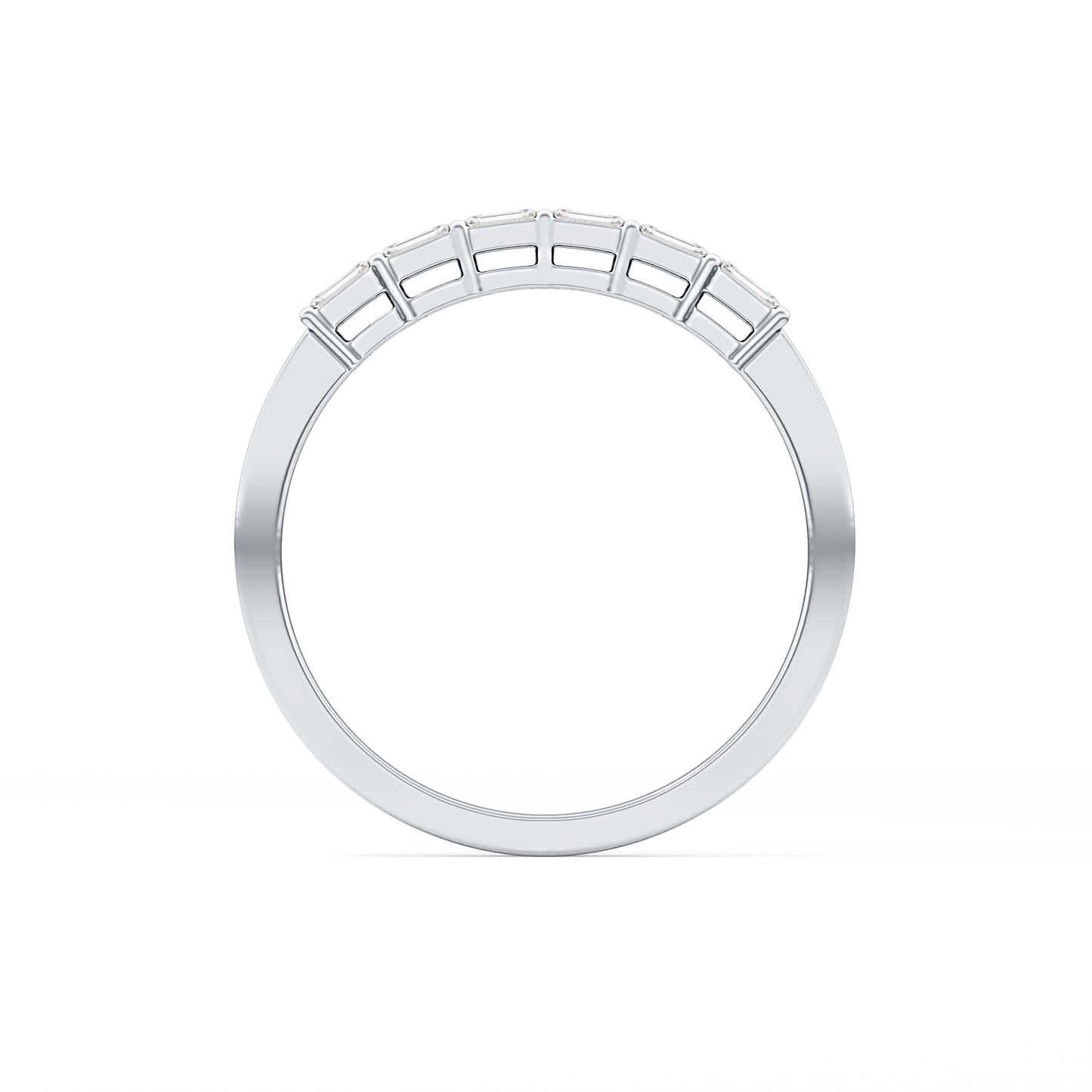 Semi Pave Wedding Band with 0.42 TCW Emerald Cut Moissanite – Yellow, White, or Rose Gold