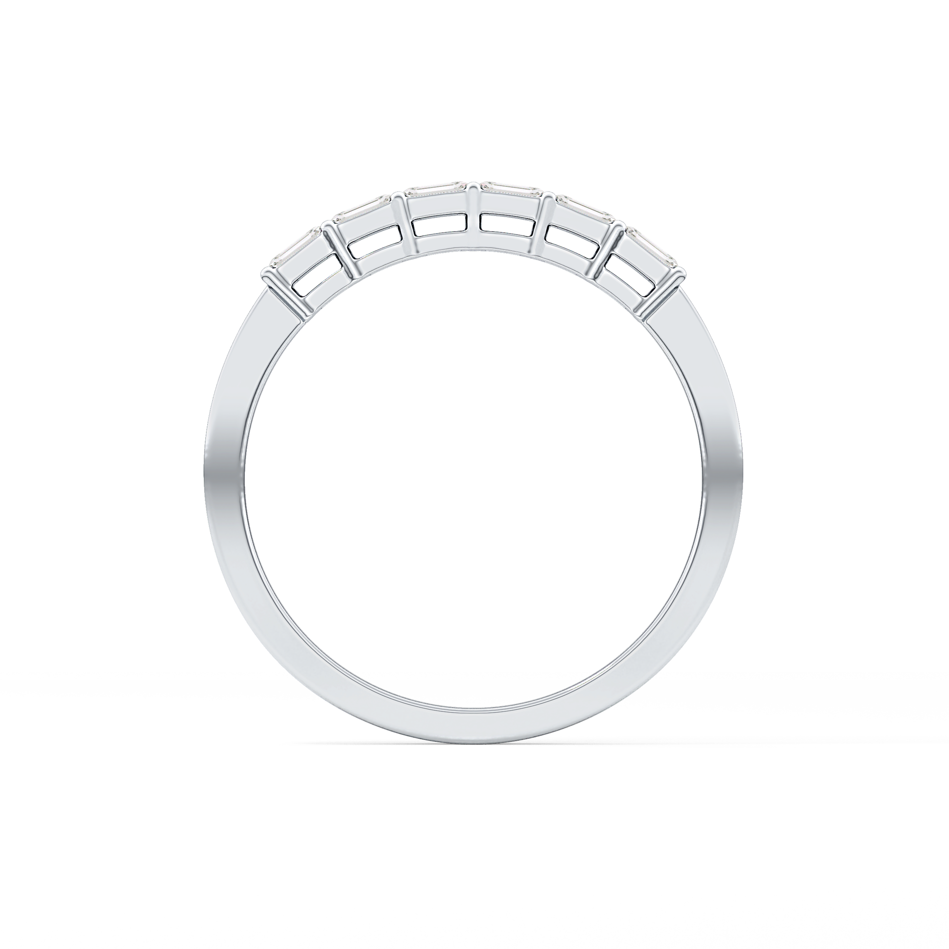 Semi Pave Wedding Band with 0.42 TCW Emerald Cut Moissanite – Yellow, White, or Rose Gold