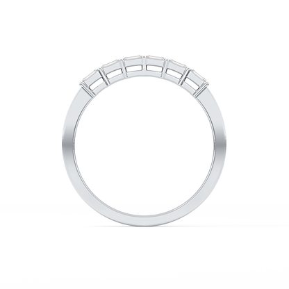 Semi Pave Wedding Band with 0.42 TCW Emerald Cut Moissanite – Yellow, White, or Rose Gold