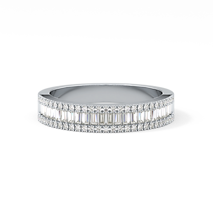 Channel Setting Wedding Band with 0.72 TCW Round & Baguette Cut Moissanite – Yellow, White, or Rose Gold