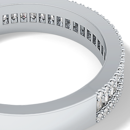 Channel Setting Wedding Band with 0.72 TCW Round & Baguette Cut Moissanite – Yellow, White, or Rose Gold