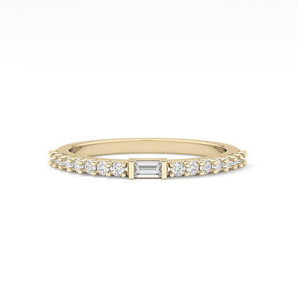 Half Eternity Wedding Band with 0.36 TCW Round and Baguette Cut Moissanite – Yellow, White, or Rose Gold