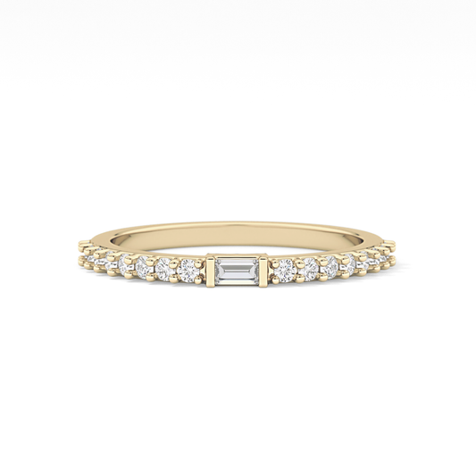 Half Eternity Wedding Band with 0.36 TCW Round and Baguette Cut Moissanite – Yellow, White, or Rose Gold