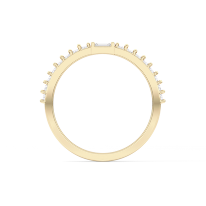 Half Eternity Wedding Band with 0.36 TCW Round and Baguette Cut Moissanite – Yellow, White, or Rose Gold