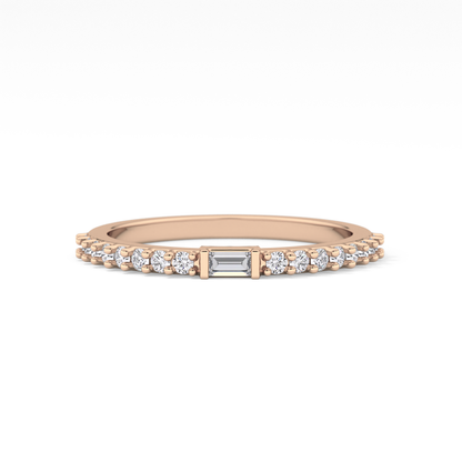 Half Eternity Wedding Band with 0.36 TCW Round and Baguette Cut Moissanite – Yellow, White, or Rose Gold