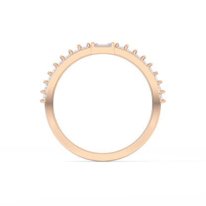 Half Eternity Wedding Band with 0.36 TCW Round and Baguette Cut Moissanite – Yellow, White, or Rose Gold