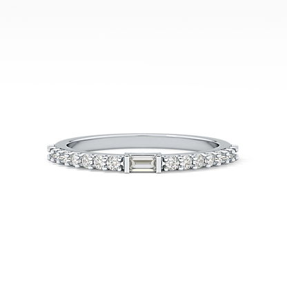 Half Eternity Wedding Band with 0.36 TCW Round and Baguette Cut Moissanite – Yellow, White, or Rose Gold
